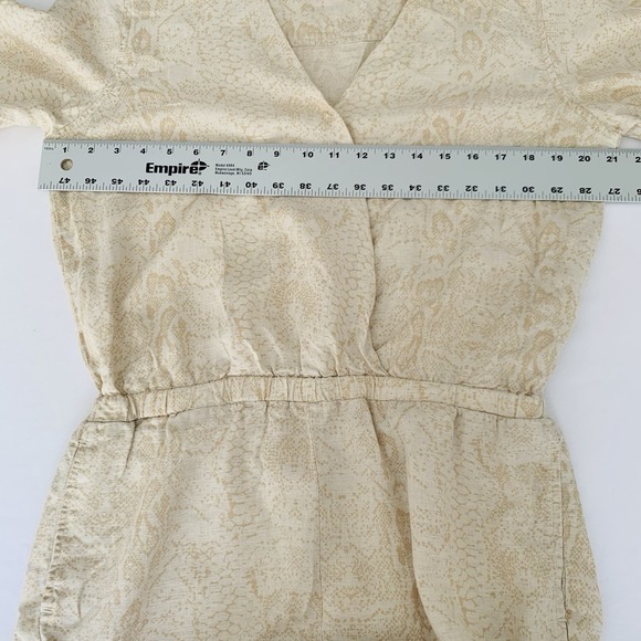Anthropologie Cloth Stone Dahl Romper M Beige Linen Snakeskin Boho Festival Chic - Picture 9 of 12